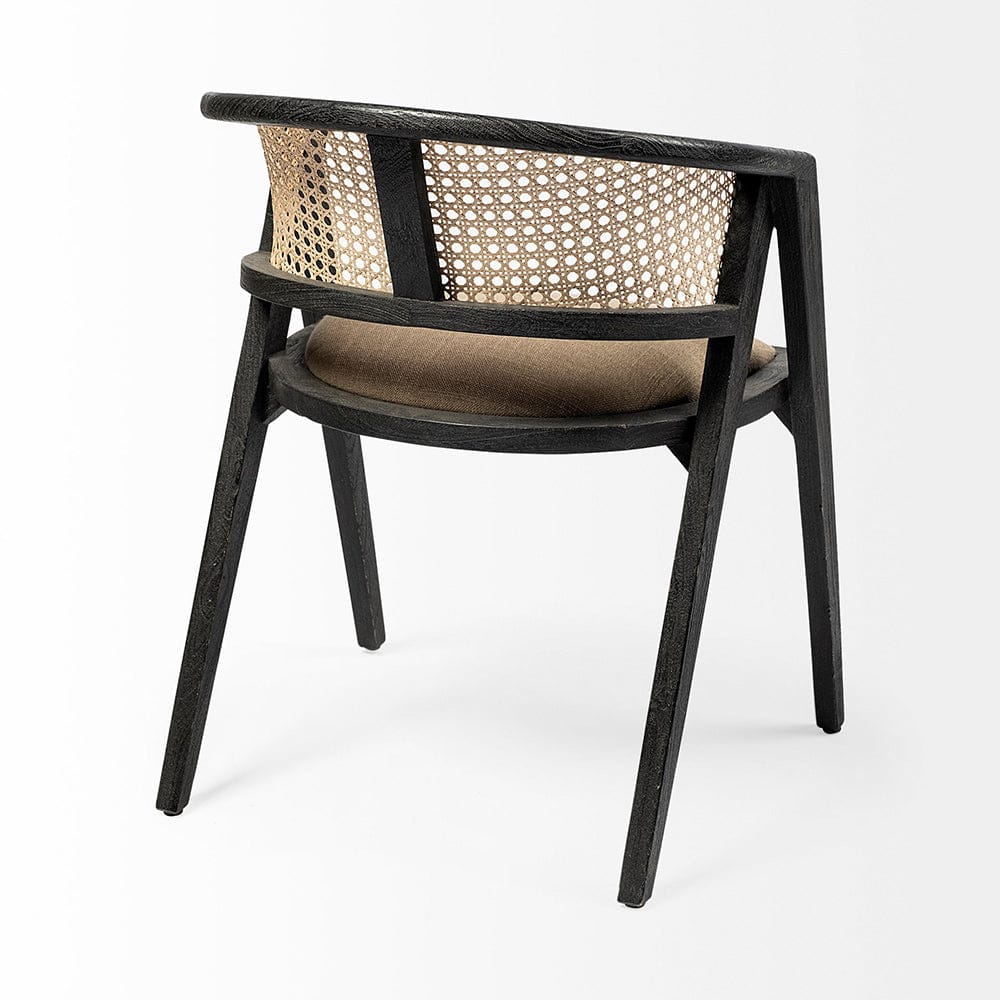 Mercana - Tabitha I Black Wooden Frame Linen Wrap Seat Dining Chair - 68495 view 5
