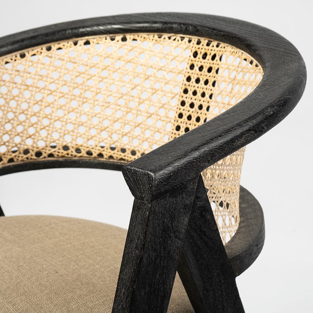 Mercana - Tabitha I Black Wooden Frame Linen Wrap Seat Dining Chair - 68495 view 6