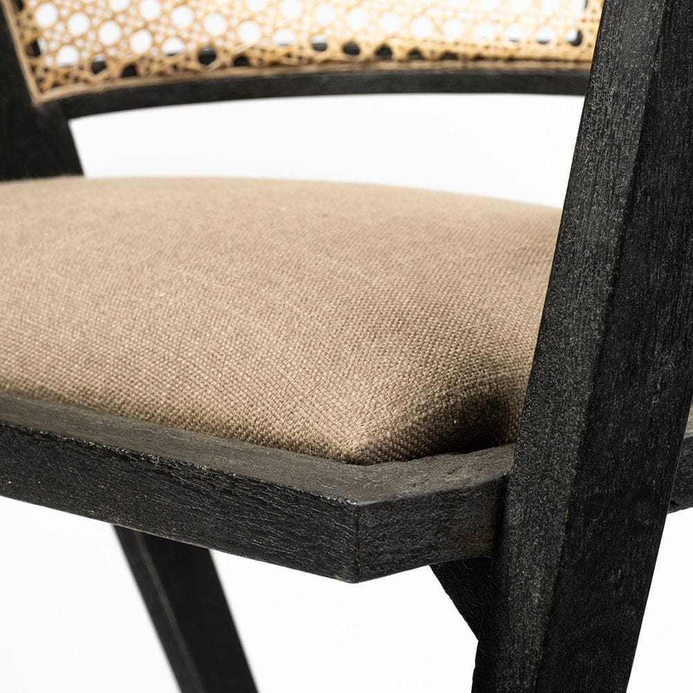 Mercana - Tabitha I Black Wooden Frame Linen Wrap Seat Dining Chair - 68495 view 7