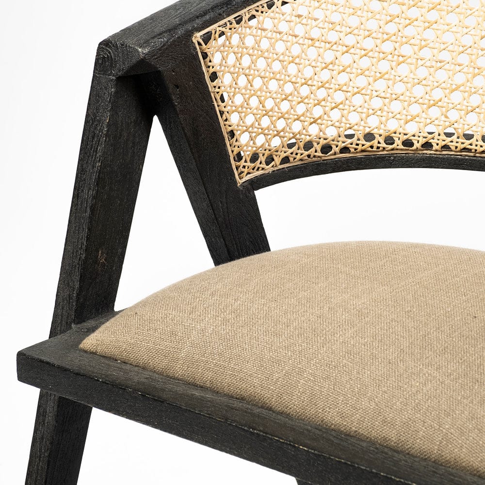Mercana - Tabitha I Black Wooden Frame Linen Wrap Seat Dining Chair - 68495 view 8