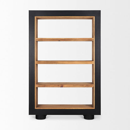Mercana - Tabor Natural Wood w/ Black Oak Frame Bookcase - 70895 view 4