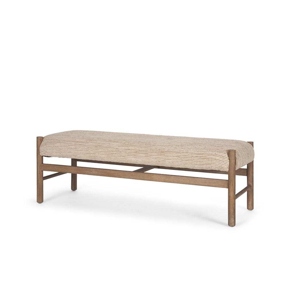 Mercana - Tadi Rectangular Dark Brown Wood w/ Rug Seat Bench - 70845 view 1