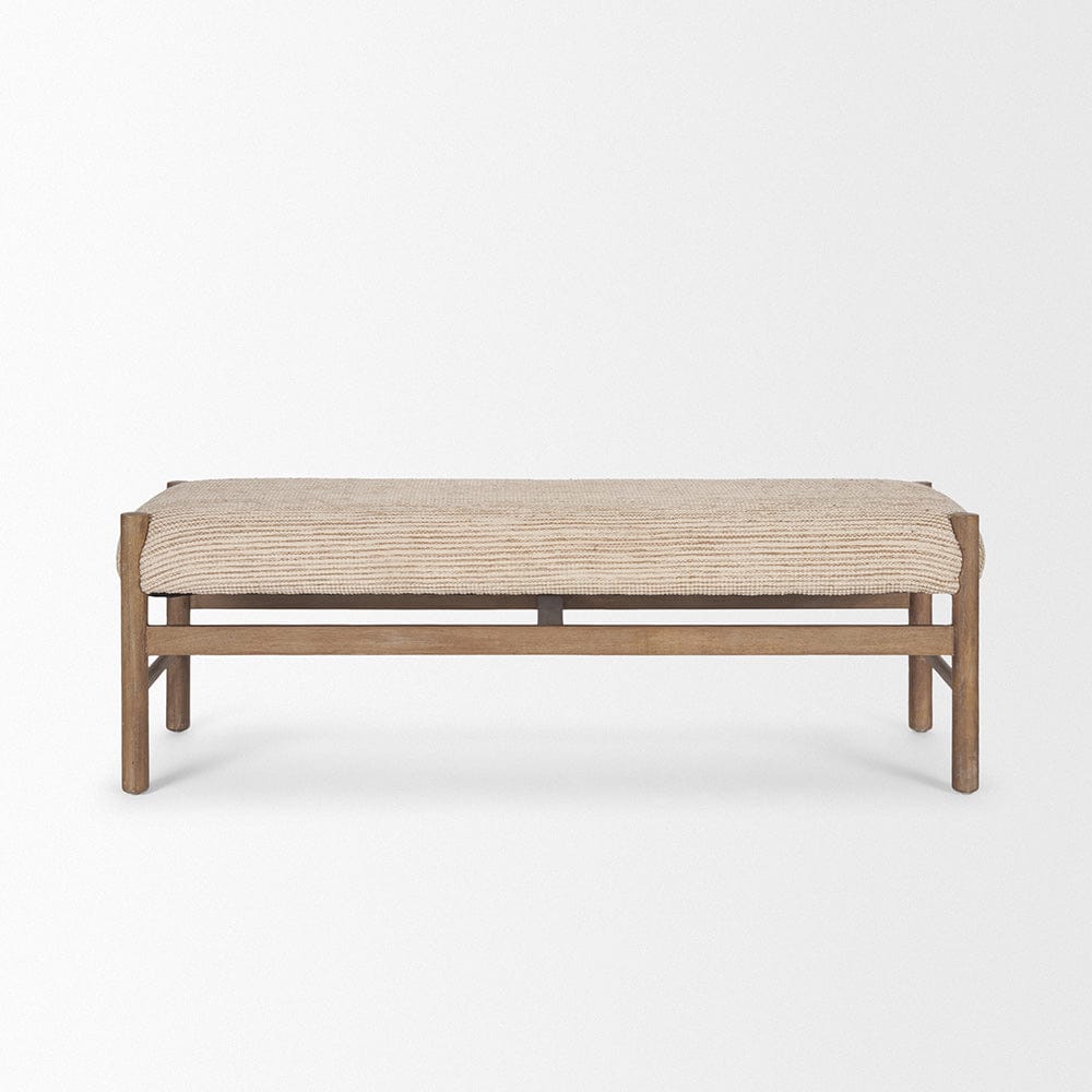 Mercana - Tadi Rectangular Dark Brown Wood w/ Rug Seat Bench - 70845 view 3