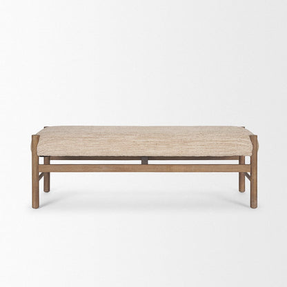 Mercana - Tadi Rectangular Dark Brown Wood w/ Rug Seat Bench - 70845 view 3