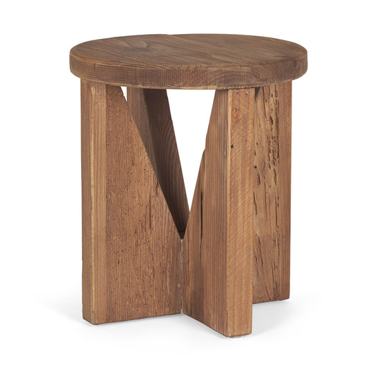 Mercana - Tahlia Round Natural Brown Wood w/ Angled Legs Stool - 70887 view 1