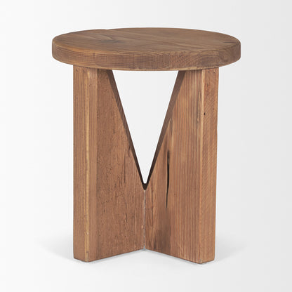 Mercana - Tahlia Round Natural Brown Wood w/ Angled Legs Stool - 70887 view 2