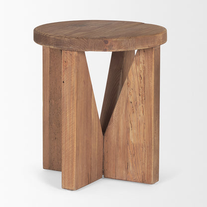 Mercana - Tahlia Round Natural Brown Wood w/ Angled Legs Stool - 70887 view 4