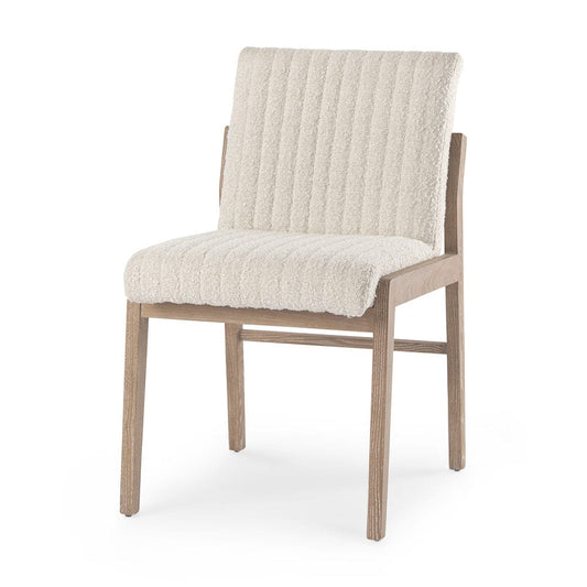 Mercana - Tahoe Cream Boucle Upholstered and Light Brown Wood Armless Dining Chair - 69832 view 1