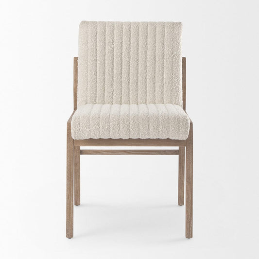 Mercana - Tahoe Cream Boucle Upholstered and Light Brown Wood Armless Dining Chair - 69832 view 2