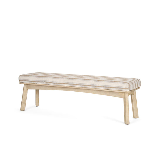 Mercana - Taimo White Washed Light Brown Wood w/ Striped Fabric Seat Bench - 70846 view 1