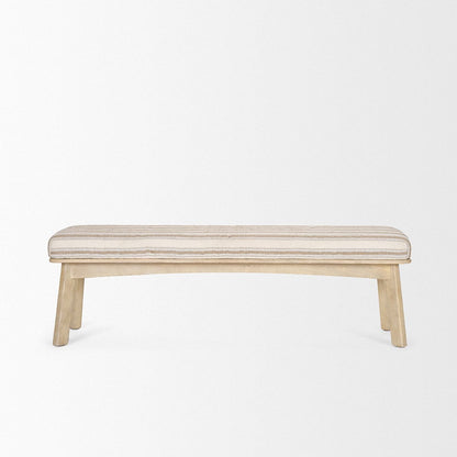 Mercana - Taimo White Washed Light Brown Wood w/ Striped Fabric Seat Bench - 70846 view 3