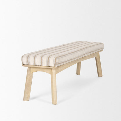 Mercana - Taimo White Washed Light Brown Wood w/ Striped Fabric Seat Bench - 70846 view 5