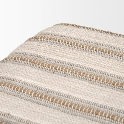 Mercana - Taimo White Washed Light Brown Wood w/ Striped Fabric Seat Bench - 70846 view 6