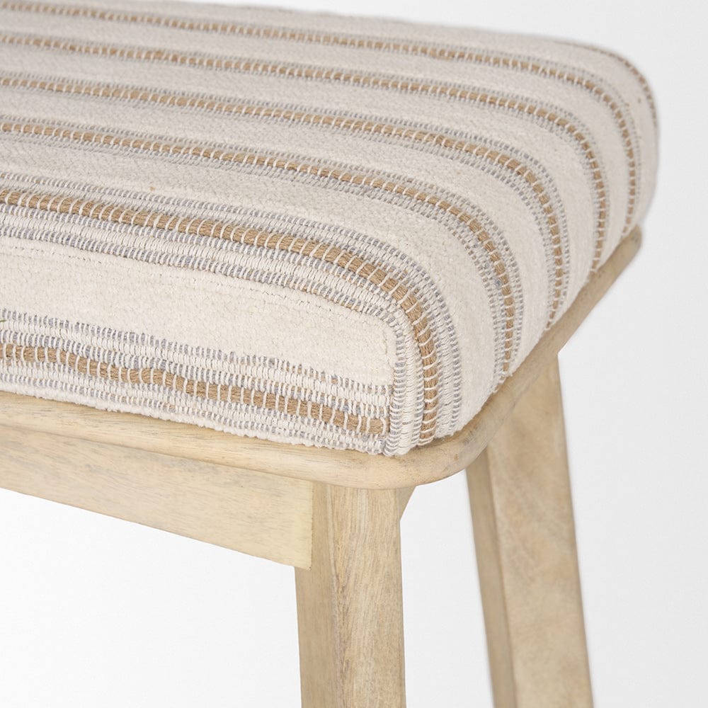Mercana - Taimo White Washed Light Brown Wood w/ Striped Fabric Seat Bench - 70846 view 7