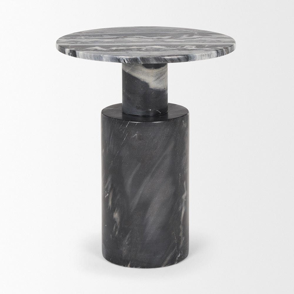 Mercana - Taite Solid Dark Gray Marble Pedestal Accent Table - 70876-AB view 2