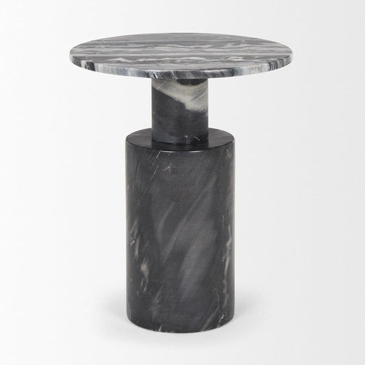 Mercana - Taite Solid Dark Gray Marble Pedestal Accent Table - 70876-AB view 2