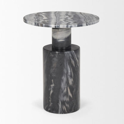 Mercana - Taite Solid Dark Gray Marble Pedestal Accent Table - 70876-AB view 3