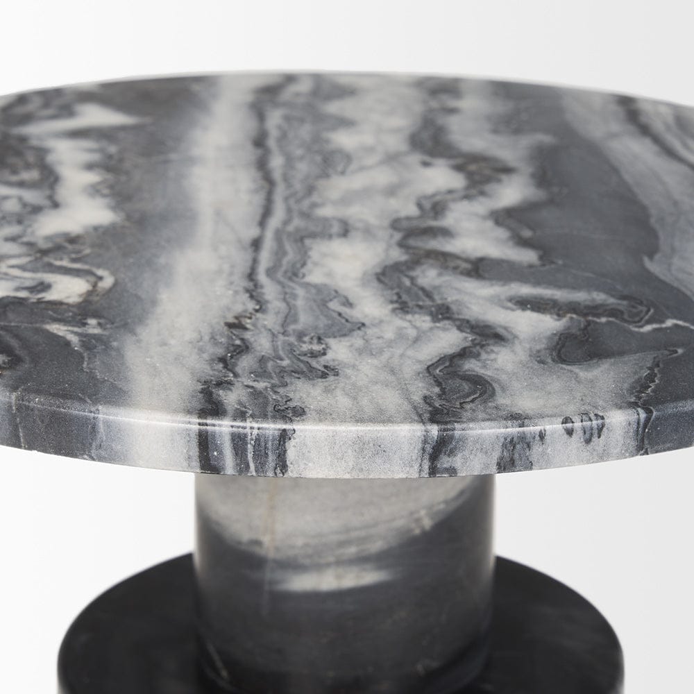 Mercana - Taite Solid Dark Gray Marble Pedestal Accent Table - 70876-AB view 4