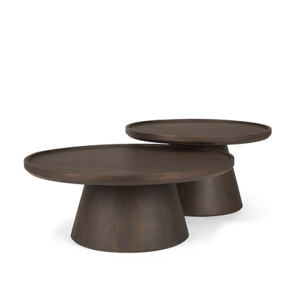 Mercana - Takoda Dark Brown Wood Tapered Drum Nesting Coffee Tables - 71011-AB view 1