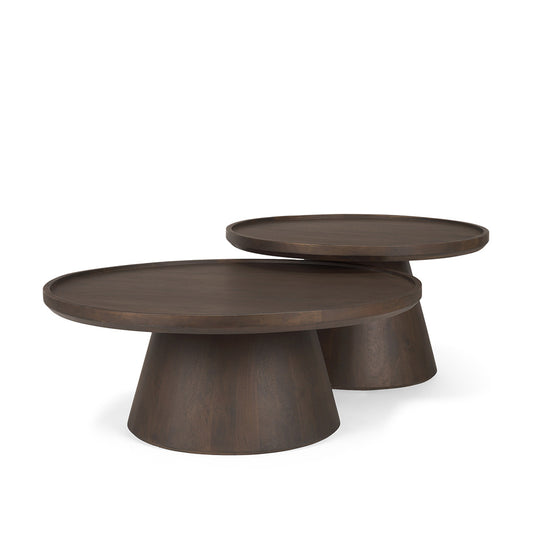 Mercana - Takoda Dark Brown Wood Tapered Drum Nesting Coffee Tables - 71011-AB view 1