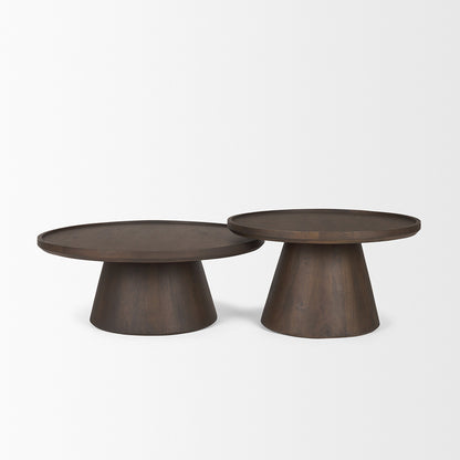 Mercana - Takoda Dark Brown Wood Tapered Drum Nesting Coffee Tables - 71011-AB view 2