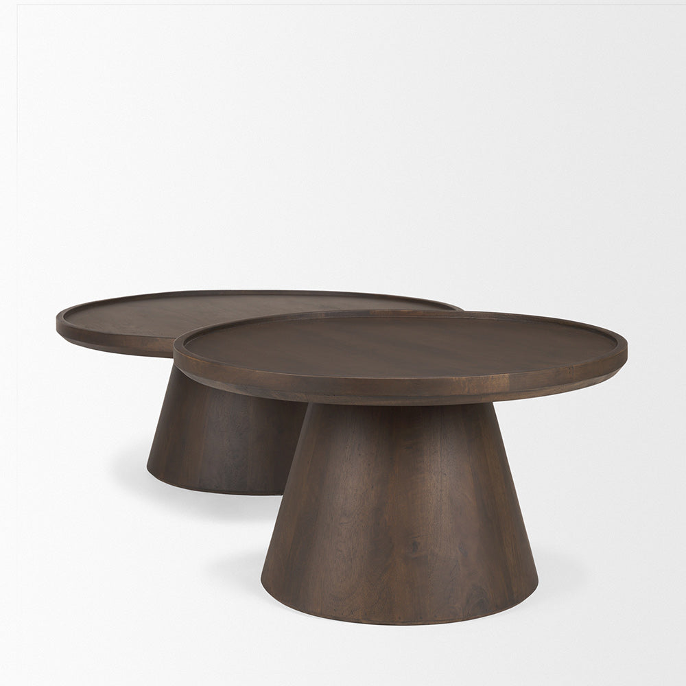 Mercana - Takoda Dark Brown Wood Tapered Drum Nesting Coffee Tables - 71011-AB view 4