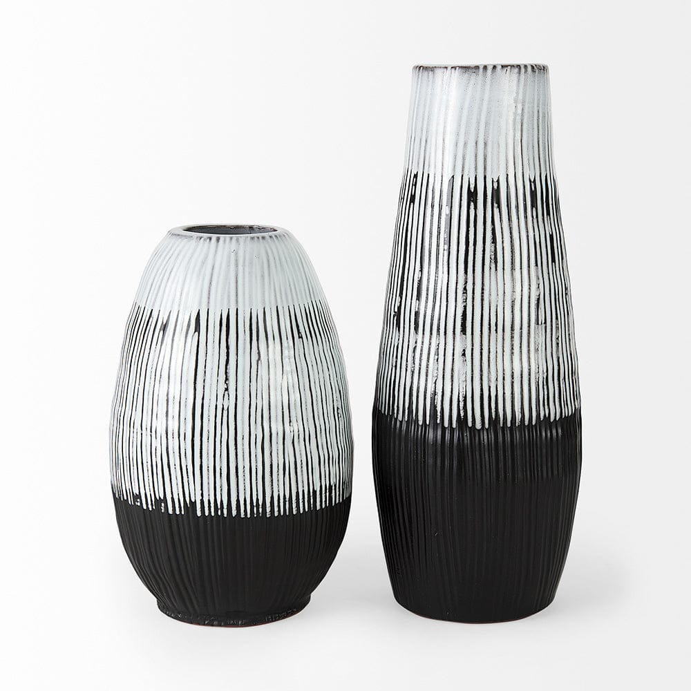 Mercana - Tanami II Short Dark Brown/White Glazed Ceramic Vase - 67673_CLOSEOUT view 2