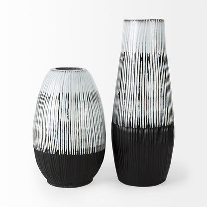 Mercana - Tanami II Short Dark Brown/White Glazed Ceramic Vase - 67673_CLOSEOUT view 2