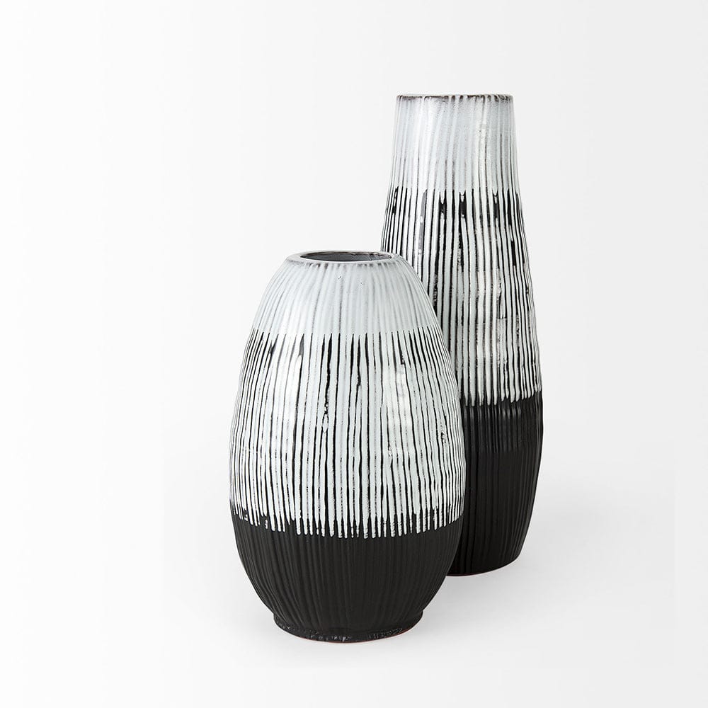 Mercana - Tanami II Short Dark Brown/White Glazed Ceramic Vase - 67673_CLOSEOUT view 6