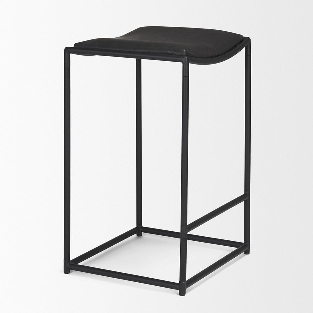 Mercana - Taniel Black Leather w/ Black Metal Counter Stool - 70824 view 6