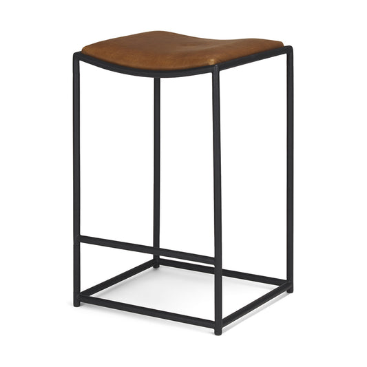 Mercana - Taniel Brown Leather w/ Black Metal Counter Stool - 70820 view 1
