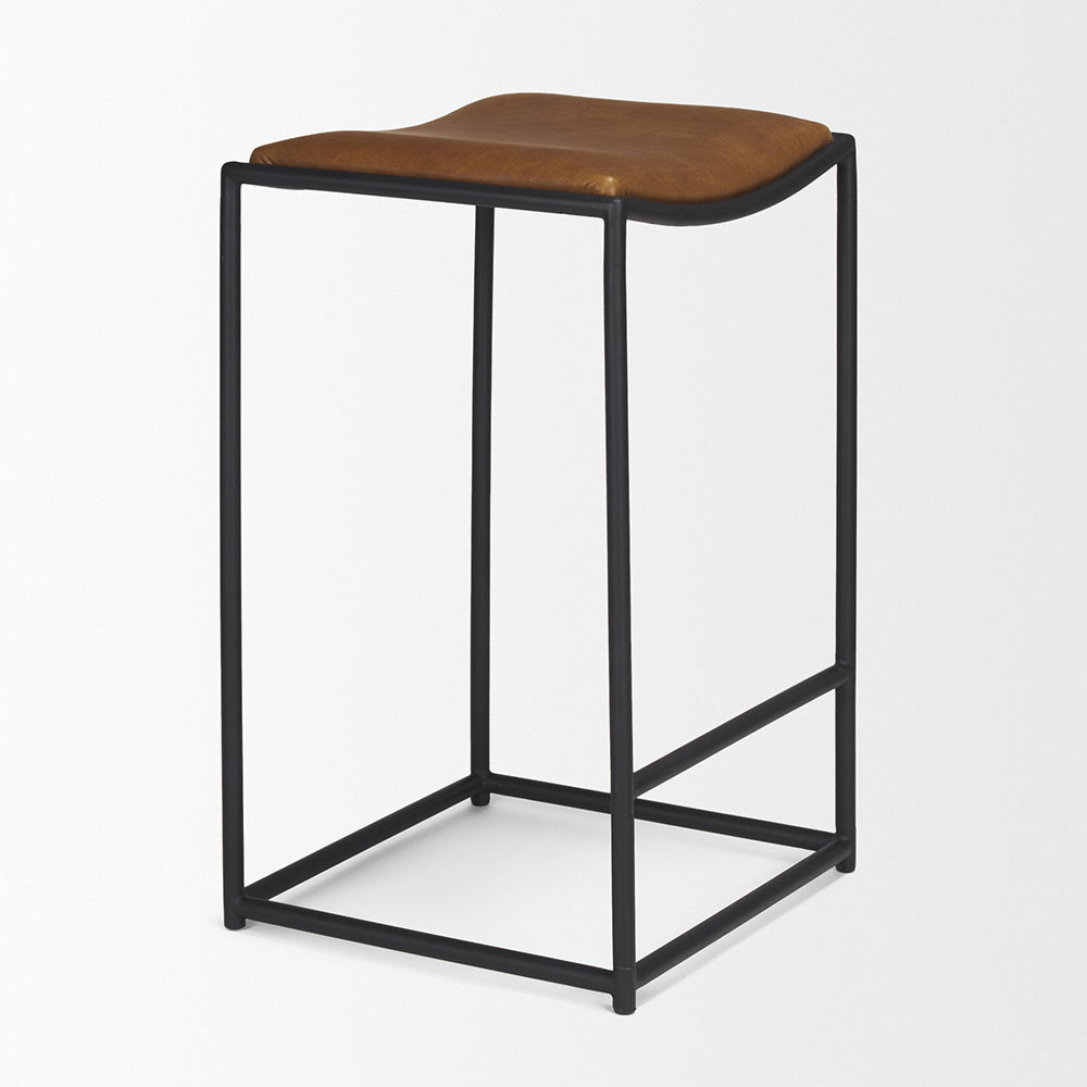 Mercana - Taniel Brown Leather w/ Black Metal Counter Stool - 70820 view 6