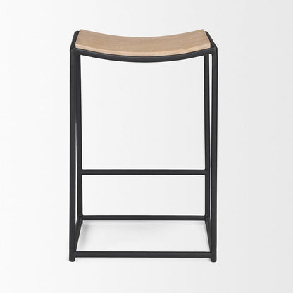 Mercana - Taniel Light Brown Wood w/ Black Metal Counter Stool - 70818 view 4