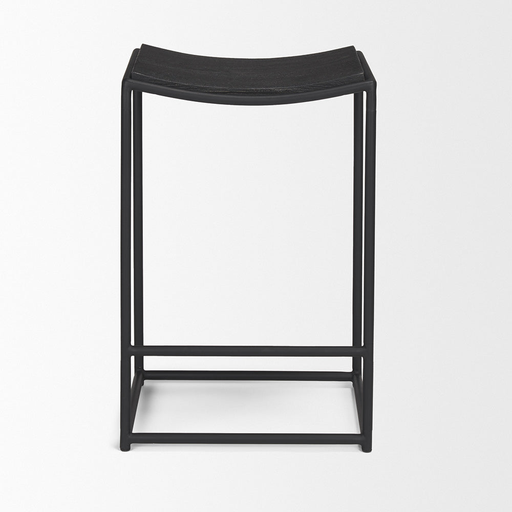 Mercana - Taniel Textured Black Wood w/ Black Metal Counter Stool - 70822 view 2