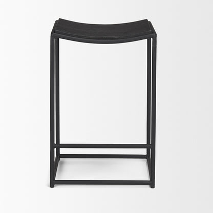 Mercana - Taniel Textured Black Wood w/ Black Metal Counter Stool - 70822 view 2