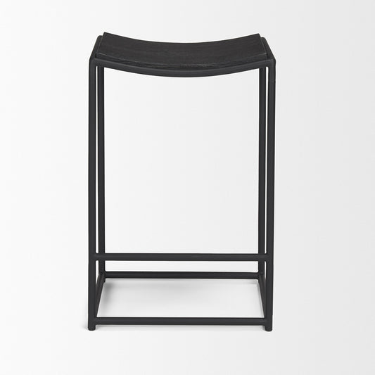 Mercana - Taniel Textured Black Wood w/ Black Metal Counter Stool - 70822 view 2