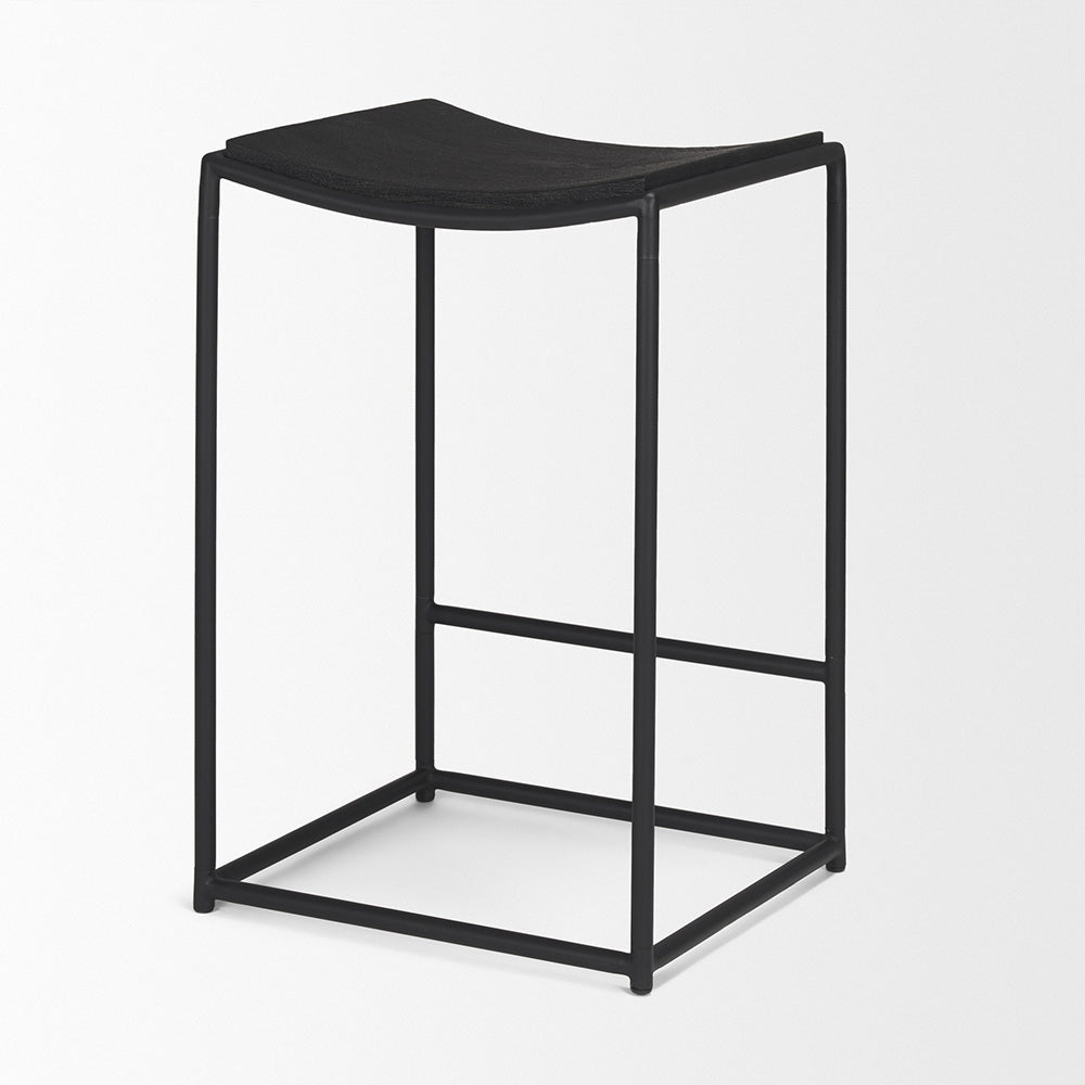 Mercana - Taniel Textured Black Wood w/ Black Metal Counter Stool - 70822 view 5
