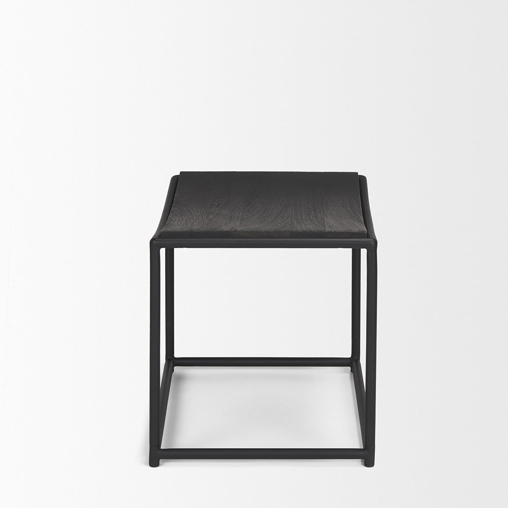 Mercana - Taniel Textured Black Wood w/ Black Metal Stool - 70821 view 3