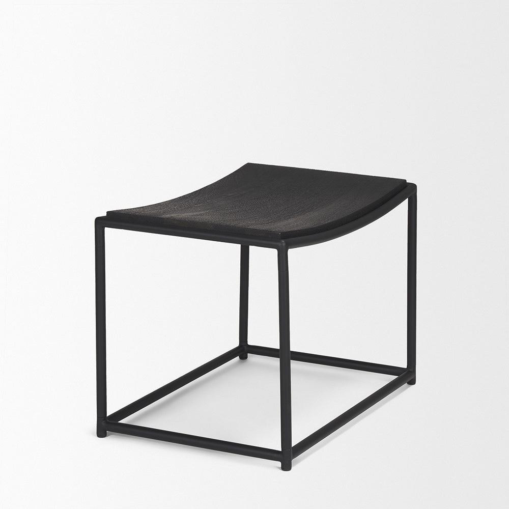 Mercana - Taniel Textured Black Wood w/ Black Metal Stool - 70821 view 4
