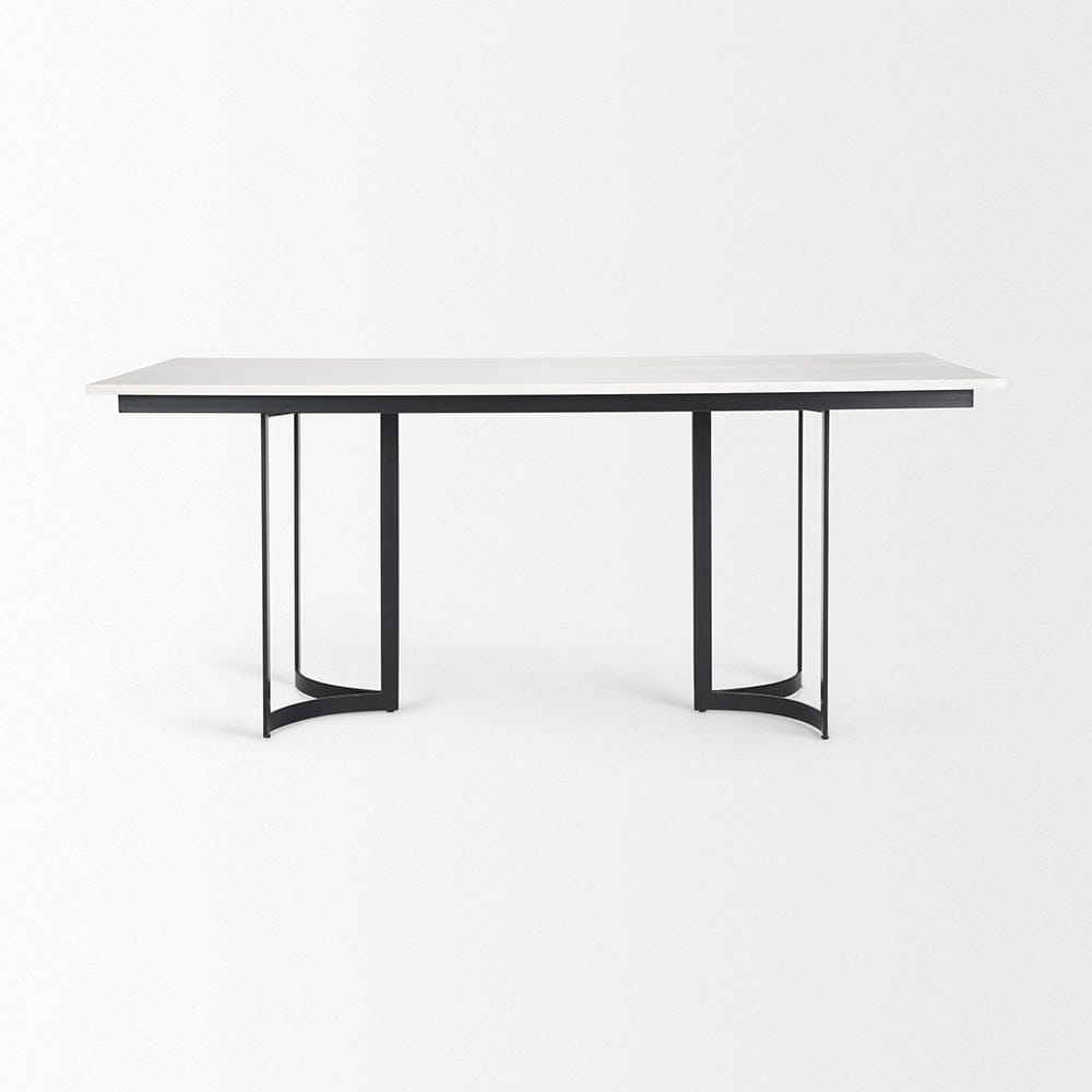 Mercana - Tanner I 71L x 35W Rectangular White Marble W/ Metal Base Dining Table - 68848-AB_CLOSEOUT view 2