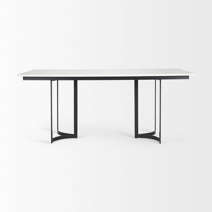 Mercana - Tanner I 71L x 35W Rectangular White Marble W/ Metal Base Dining Table - 68848-AB_CLOSEOUT view 2