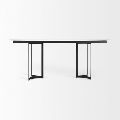 Mercana - Tanner I 71L x 35W Rectangular White Marble W/ Metal Base Dining Table - 68848-AB_CLOSEOUT view 4
