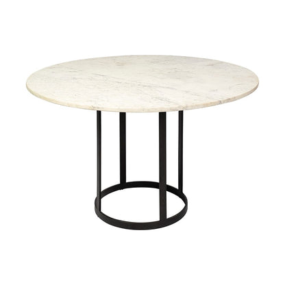 Mercana - Tanner II 48" Round White Marble Top Black Metal Base Dining Table - 68849-AB view 1