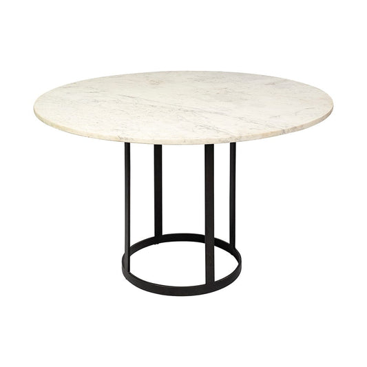 Mercana - Tanner II 48" Round White Marble Top Black Metal Base Dining Table - 68849-AB view 1