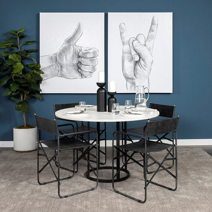 Mercana - Tanner II 48" Round White Marble Top Black Metal Base Dining Table - 68849-AB view 2