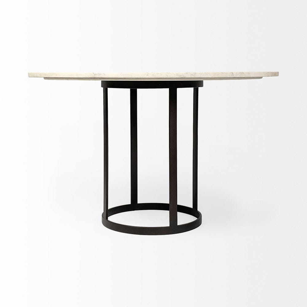 Mercana - Tanner II 48" Round White Marble Top Black Metal Base Dining Table - 68849-AB view 3