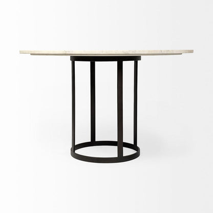 Mercana - Tanner II 48" Round White Marble Top Black Metal Base Dining Table - 68849-AB view 3