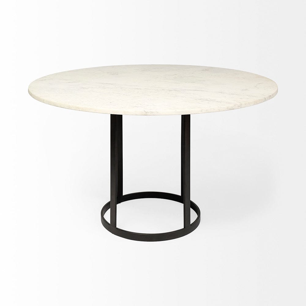 Mercana - Tanner II 48" Round White Marble Top Black Metal Base Dining Table - 68849-AB view 4