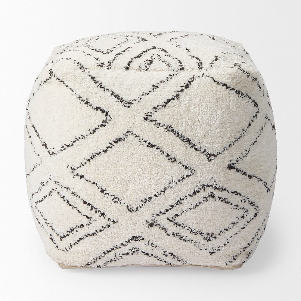 Mercana - Tapir Beige Cotton Argyle Pattern Square Pouf - 67586_CLOSEOUT view 5