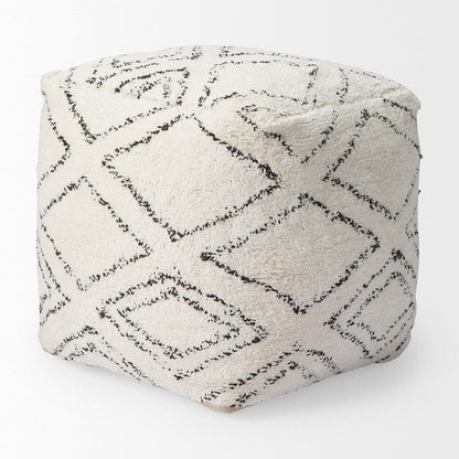 Mercana - Tapir Beige Cotton Argyle Pattern Square Pouf - 67586_CLOSEOUT view 6